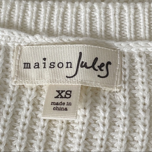 MAISON JULES scoop neck ivory cotton blend high-low sweater | size XS - Picture 4 of 5